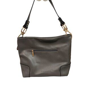 Montana West Select Gray Pebbled Leather Shoulder Bag Purse Gold Tone Hardware